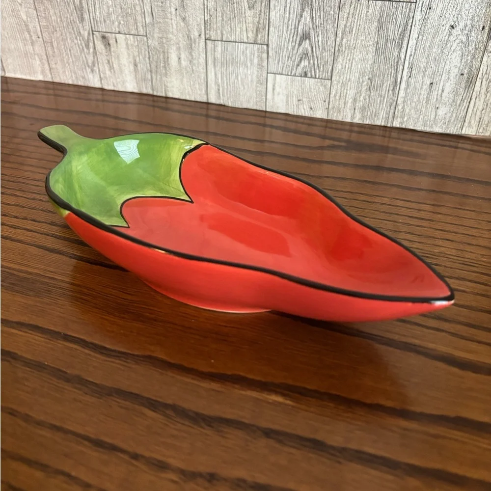Clay art Chili Pepper Shaped Ceramic salsa dish